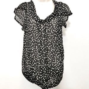Zara Basic Ruffle Polka Dot Top